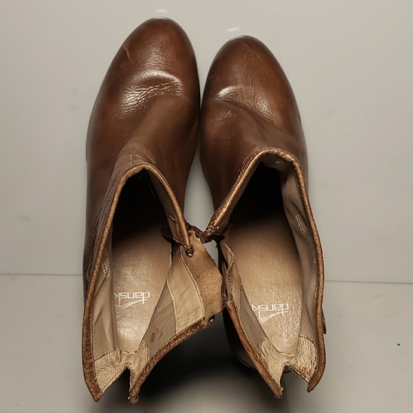 Dansko Hayley Ankle Boot Women's Size 42 Brown Milled Calf Tan Leather Zip Block - Picture 13 of 16